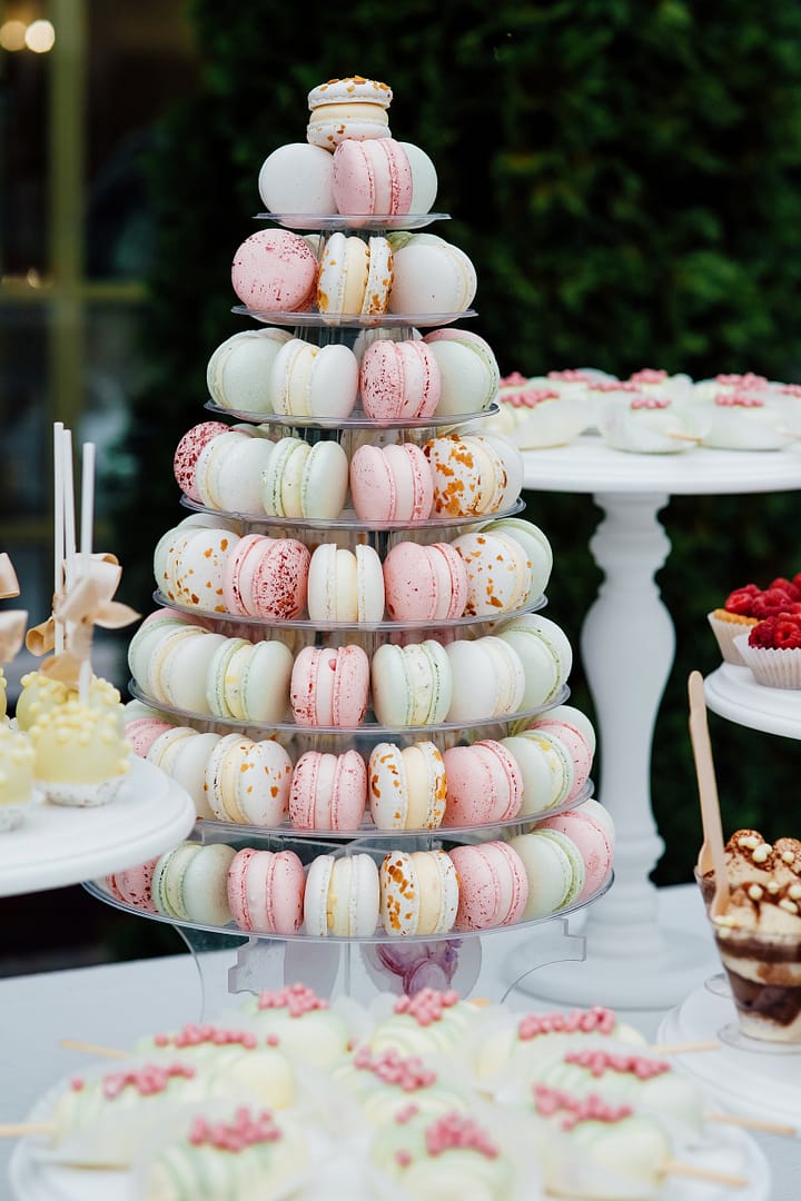 Sweet dessert table or candy bar. Wedding party.
