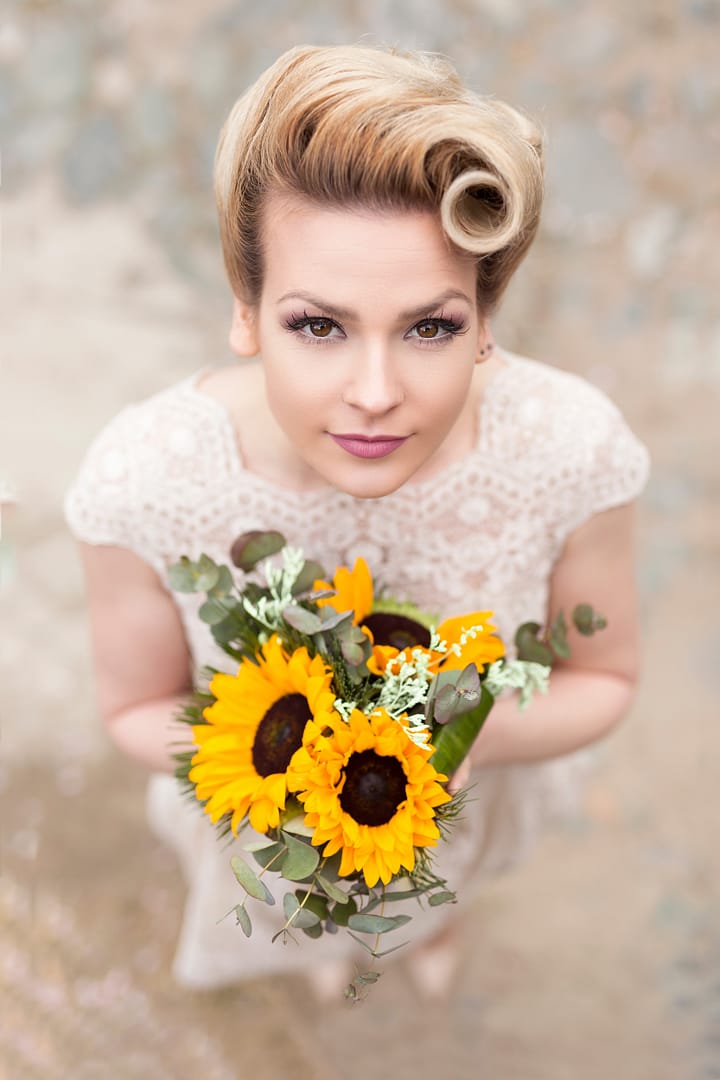 In a wedding dress