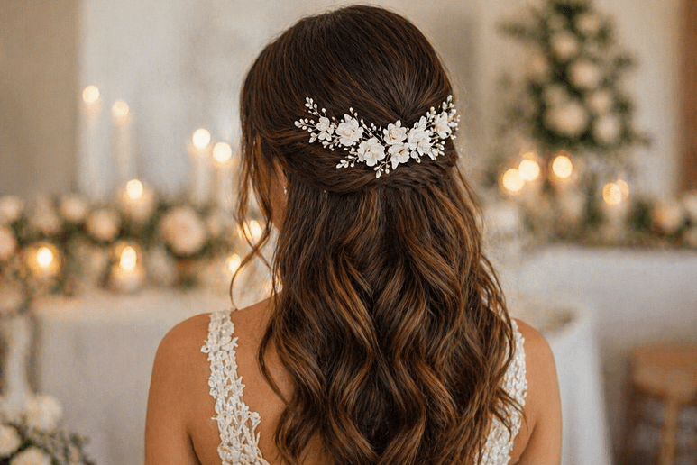 Bride Wedding Hair Accessory Half Up Half Down Bride Wedding Hair Accessory Half Up Half Down