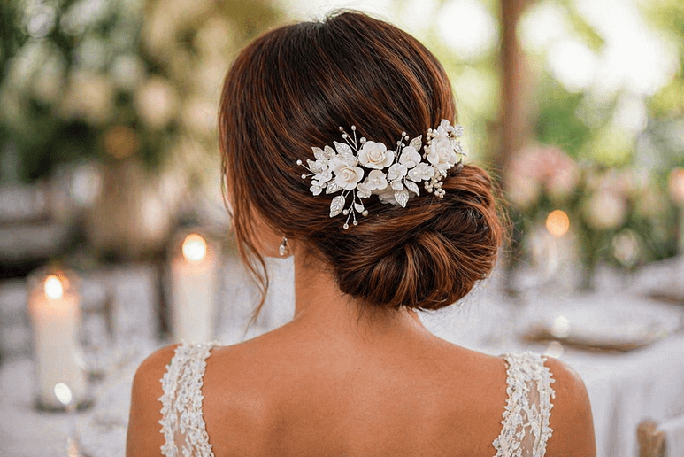 Bride Wedding Hair Accessory Low Bun Bride Wedding Hair Accessory Low Bun